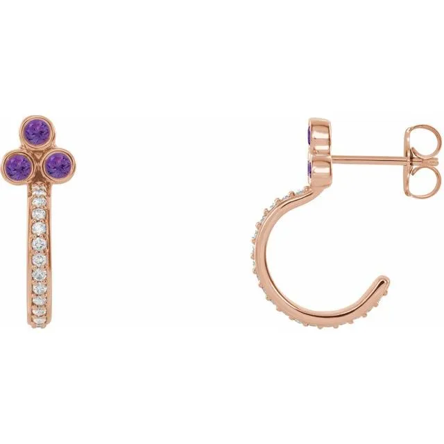 14K Rose Amethyst 14 CTW Diamond JHoop Earrings TreasureFineJewelers Earrings 14K Rose Amethyst 14 CTW Diamond JHoop Earrings TreasureFineJewelers Earrings