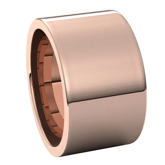 14K Rose Gold 12 mm flat comfort fit Wedding Band TreasureFineJewelers Rings
