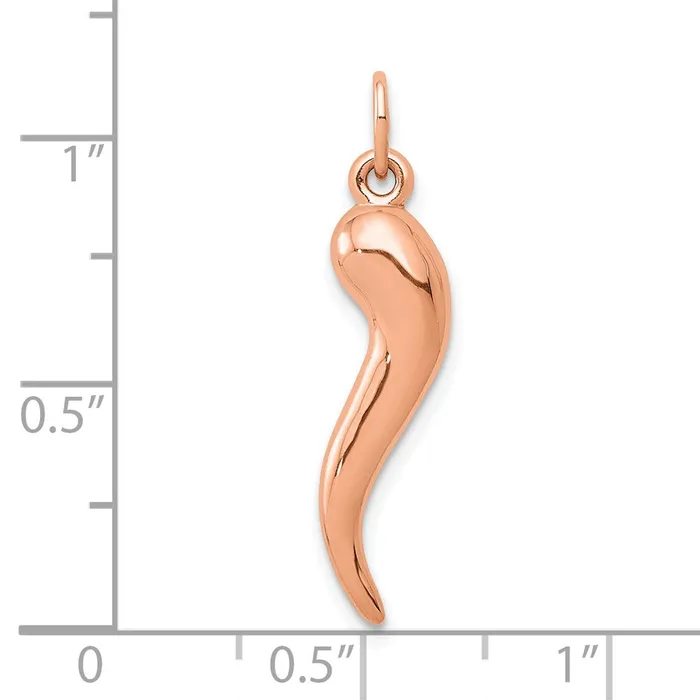 14k Rose Gold 3D Italian Horn Charm TreasureFineJewelers Charm Necklaces