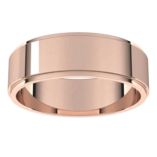 14K Rose Gold 6 mm Standard Weight Flat Edge Wedding Band TreasureFineJewelers Rings
