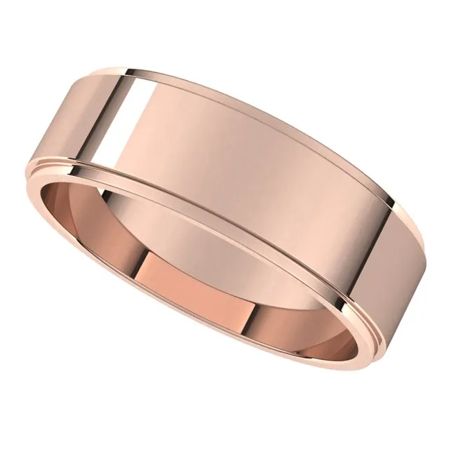 14K Rose Gold 6 mm Standard Weight Flat Edge Wedding Band TreasureFineJewelers Rings
