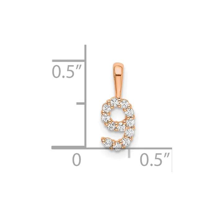 14k Rose Gold Diamond Number 9 Pendant TreasureFineJewelers Necklaces