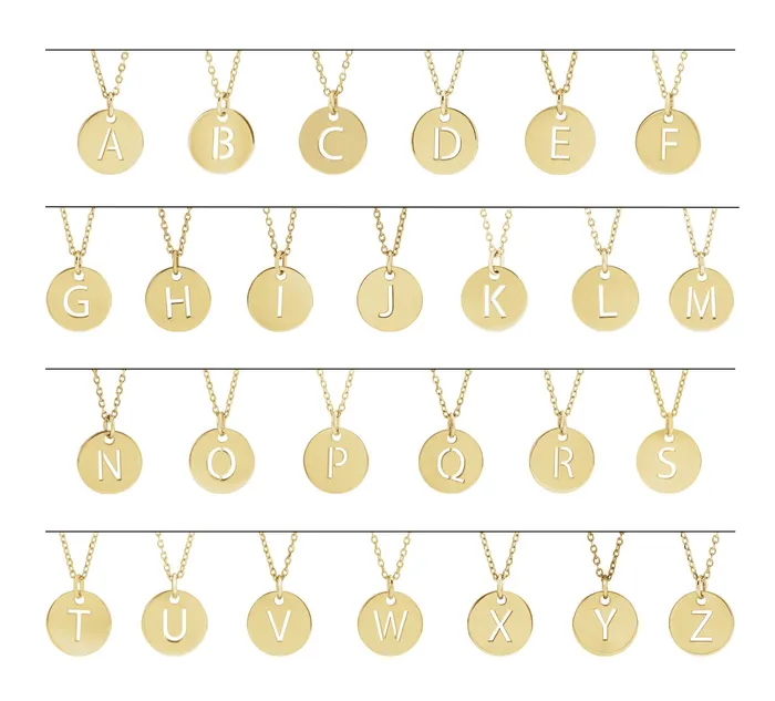 14K Rose Gold Initial L 10 mm Disc Pendant TreasureFineJewelers Necklaces