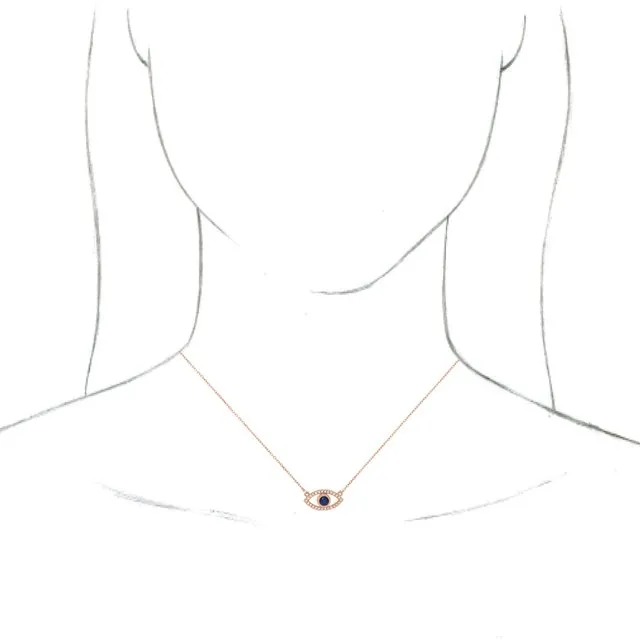 14K Rose Gold Natural Blue Sapphire Natural White Gold Sapphire Evil Eye 18 Necklace TreasureFineJewelers Necklaces