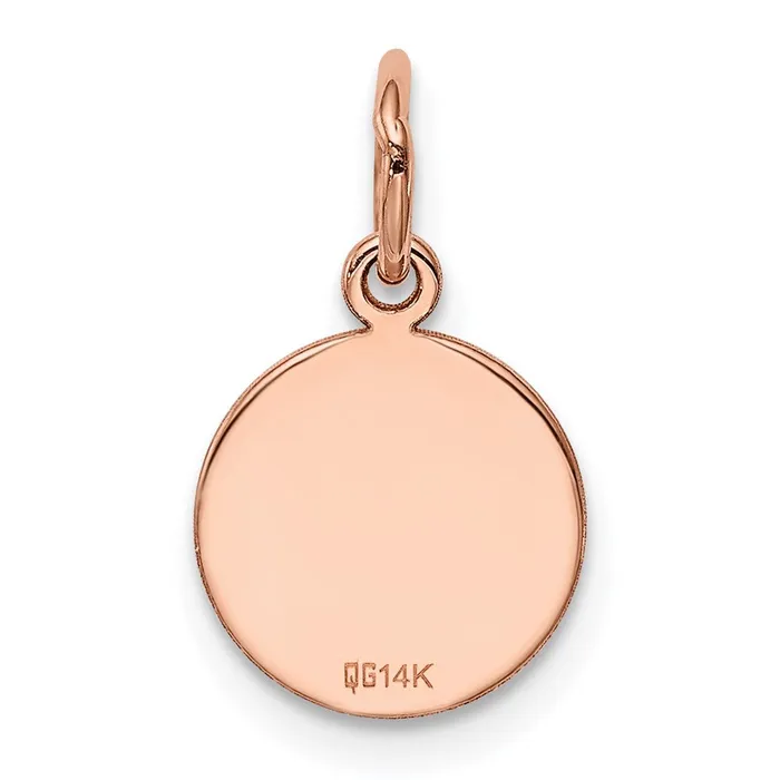 14k Rose Gold Plain 018 Gauge Circular Engraveable Disc Charm TreasureFineJewelers Charm Necklaces