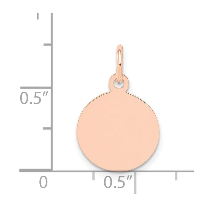 14k Rose Gold Plain 018 Gauge Circular Engraveable Disc Charm TreasureFineJewelers Charm Necklaces