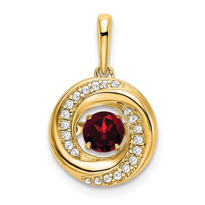 14k Round Garnet and Diamond Pendant TreasureFineJewelers Necklaces