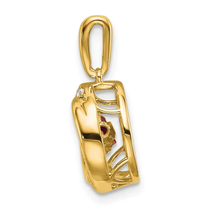 14k Round Garnet and Diamond Pendant TreasureFineJewelers Necklaces