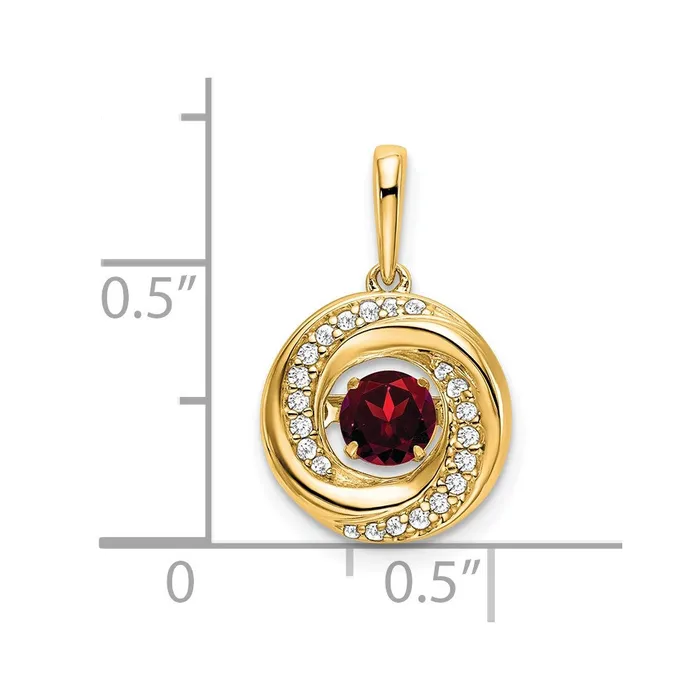 14k Round Garnet and Diamond Pendant TreasureFineJewelers Necklaces