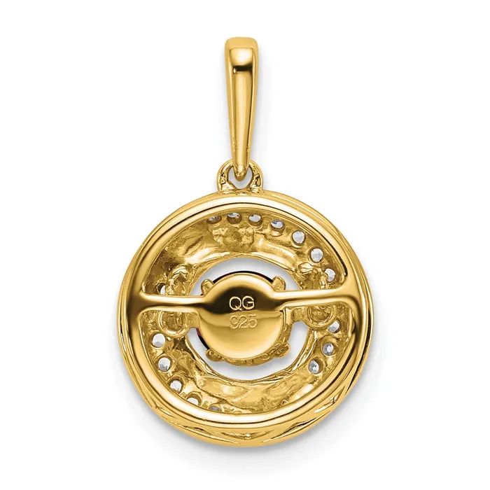 14k Round Garnet and Diamond Pendant TreasureFineJewelers Necklaces