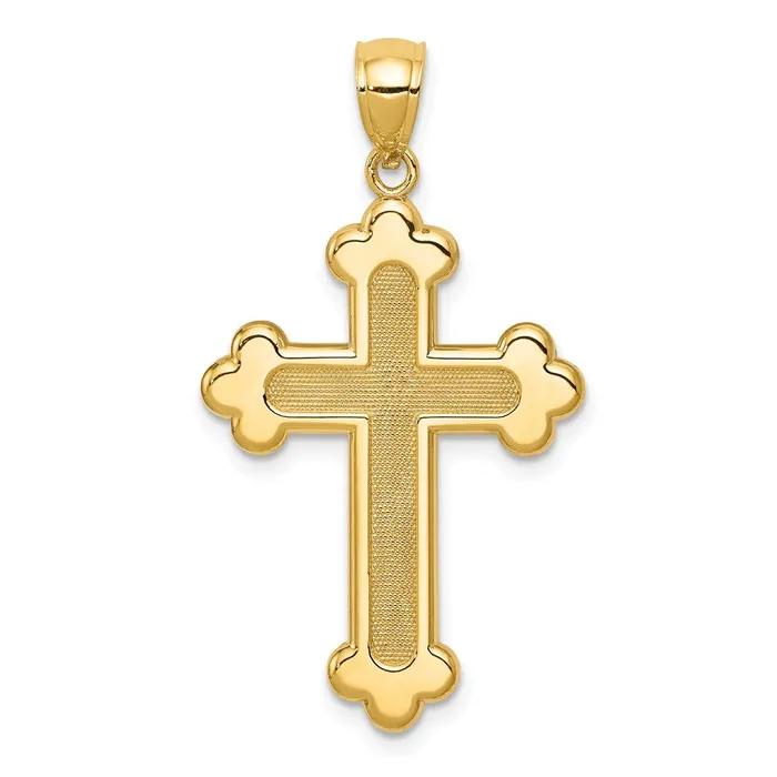 14K Satin and Polished Budded Cross Pendant TreasureFineJewelers Necklaces 14K Satin and Polished Budded Cross Pendant TreasureFineJewelers Necklaces