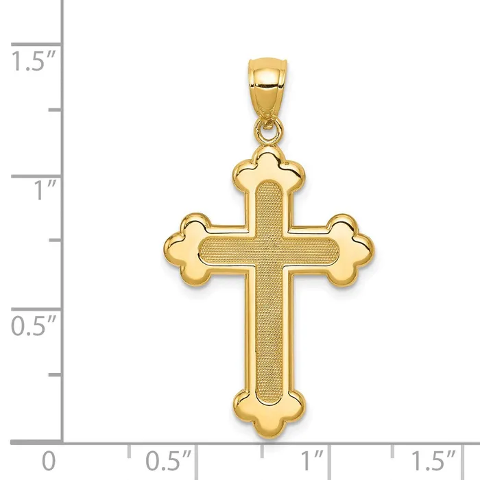 14K Satin and Polished Budded Cross Pendant TreasureFineJewelers Necklaces