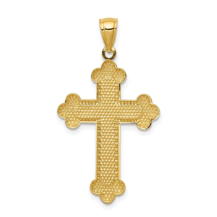 14K Satin and Polished Budded Cross Pendant TreasureFineJewelers Necklaces