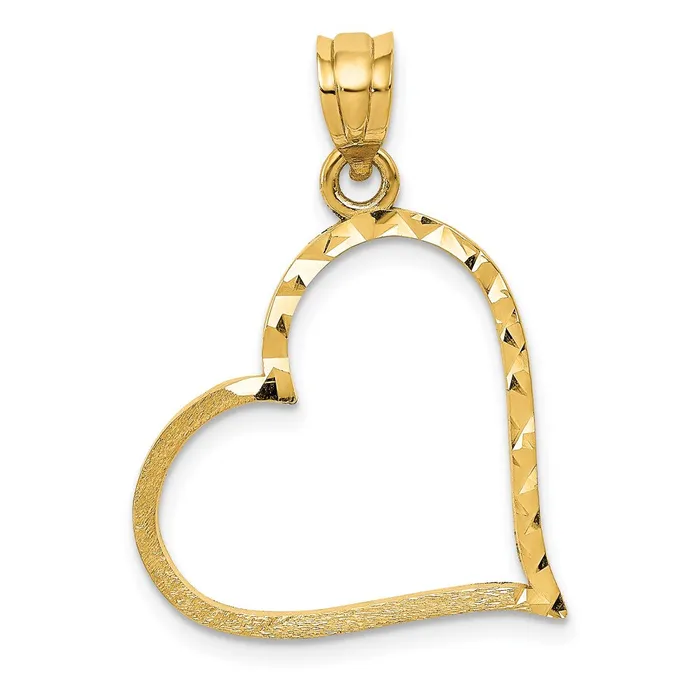 14K Satin Diamondcut Crooked Heart Pendant TreasureFineJewelers Necklaces 14K Satin Diamondcut Crooked Heart Pendant TreasureFineJewelers Necklaces