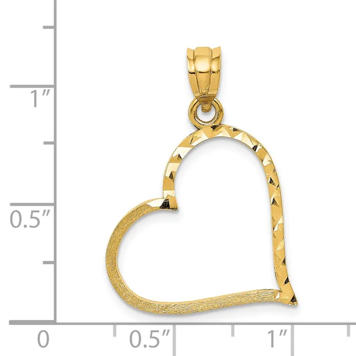 14K Satin Diamondcut Crooked Heart Pendant TreasureFineJewelers Necklaces