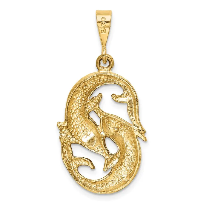 14k Satin Diamondcut Pisces Zodiac Charm TreasureFineJewelers Charm Necklaces