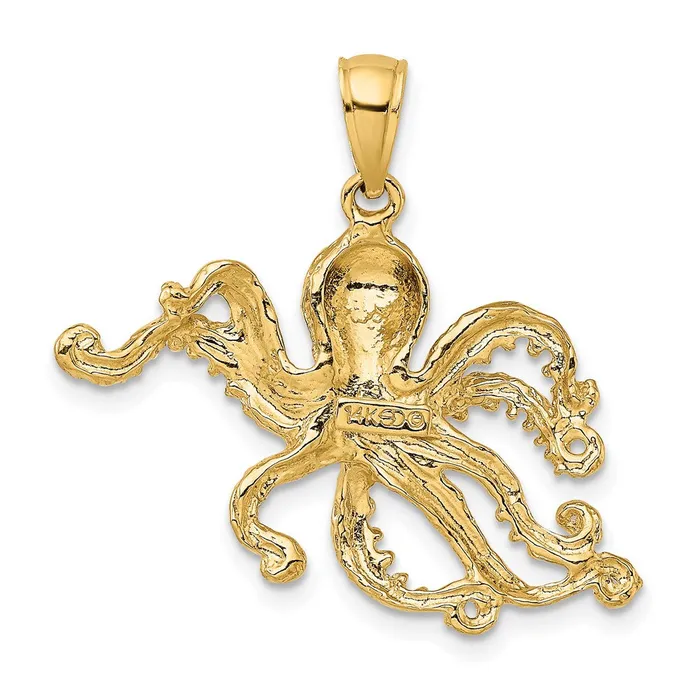 14K Textured Octopus Charm TreasureFineJewelers Charm Necklaces