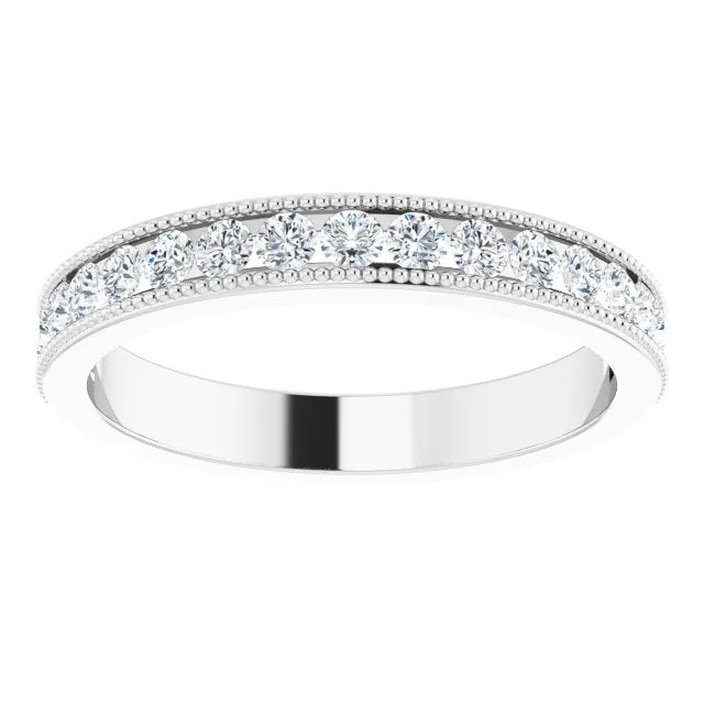 14K White 12 CTW Natural Diamond Milgrain Anniversary Band TreasureFineJeweler Rings