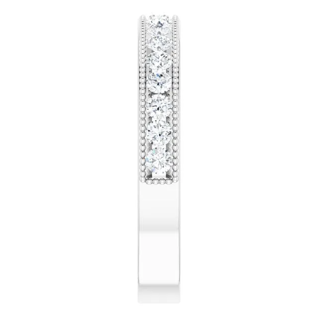 14K White 12 CTW Natural Diamond Milgrain Anniversary Band TreasureFineJeweler Rings