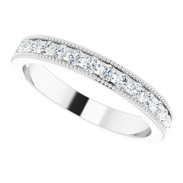 14K White 12 CTW Natural Diamond Milgrain Anniversary Band TreasureFineJeweler Rings