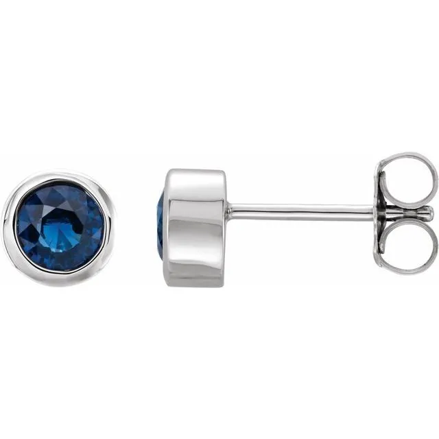 14K White 4 mm Round LabCreated Blue Sapphire Birthstone Earrings TreasureFineJewelers Earrings 14K White 4 mm Round LabCreated Blue Sapphire Birthstone Earrings TreasureFineJewelers Earrings