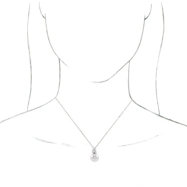 14K White Freshwater Cultured Pearl 14 CTW Diamond 1618 Necklace TreasureFineJewelers Necklaces