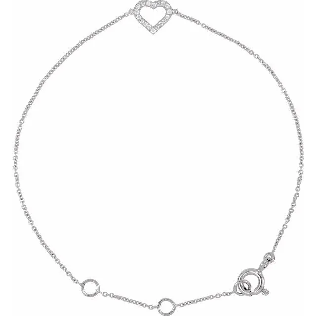 14K White Gold 06 CTW Natural Diamond Heart 67 Bracelet TreasureFineJewelers Bracelets 14K White Gold 06 CTW Natural Diamond Heart 67 Bracelet TreasureFineJewelers Bracelets