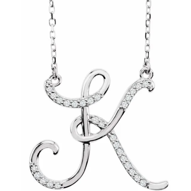 14K White Gold 110 CTW Natural Diamond Initial K 16 Necklace TreasureFineJewelers Necklaces 14K White Gold 110 CTW Natural Diamond Initial K 16 Necklace TreasureFineJewelers Necklaces