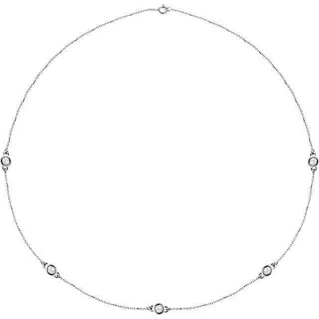 14K White Gold 1 CTW LabGrown Diamond 5Station 18 Necklace TreasureFineJewelers Necklaces 14K White Gold 1 CTW LabGrown Diamond 5Station 18 Necklace TreasureFineJewelers Necklaces