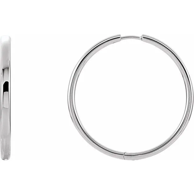 14K White Gold 24 mm Hinged Hoop Earrings TreasureFineJewelers Earrings 14K White Gold 24 mm Hinged Hoop Earrings TreasureFineJewelers Earrings