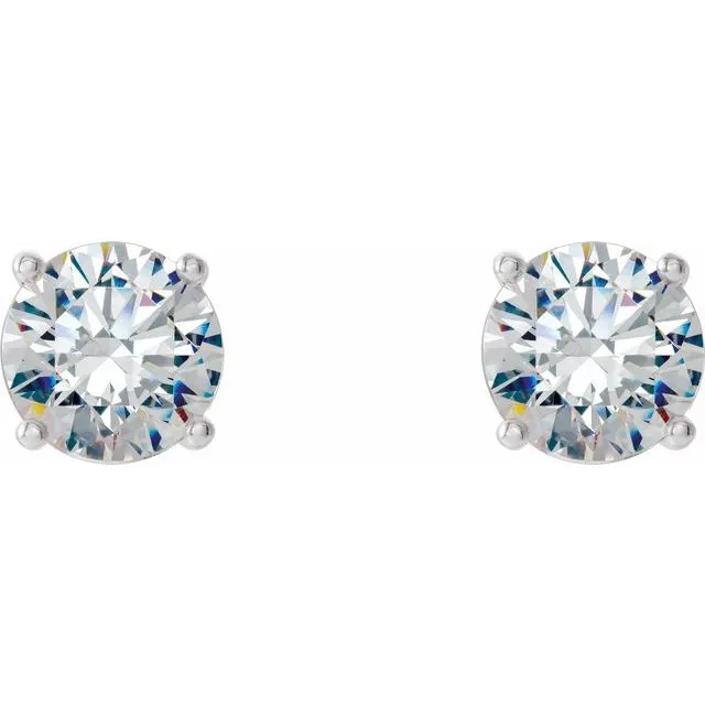 14K White Gold 34 CTW LabGrown Diamond 4Prong Stud Earrings TreasureFineJewelers Earrings