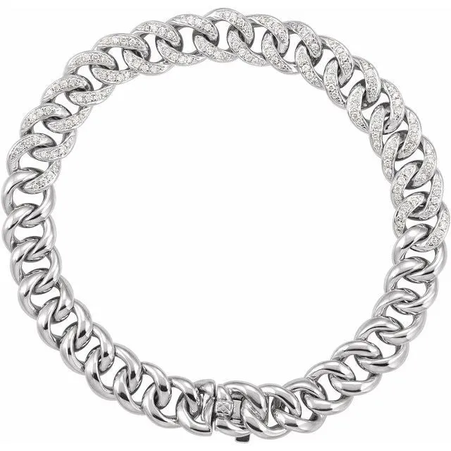 14K White Gold 34 CTW Natural Diamond Curb 7 Bracelet TreasureFineJewelers Bracelets 14K White Gold 34 CTW Natural Diamond Curb 7 Bracelet TreasureFineJewelers Bracelets