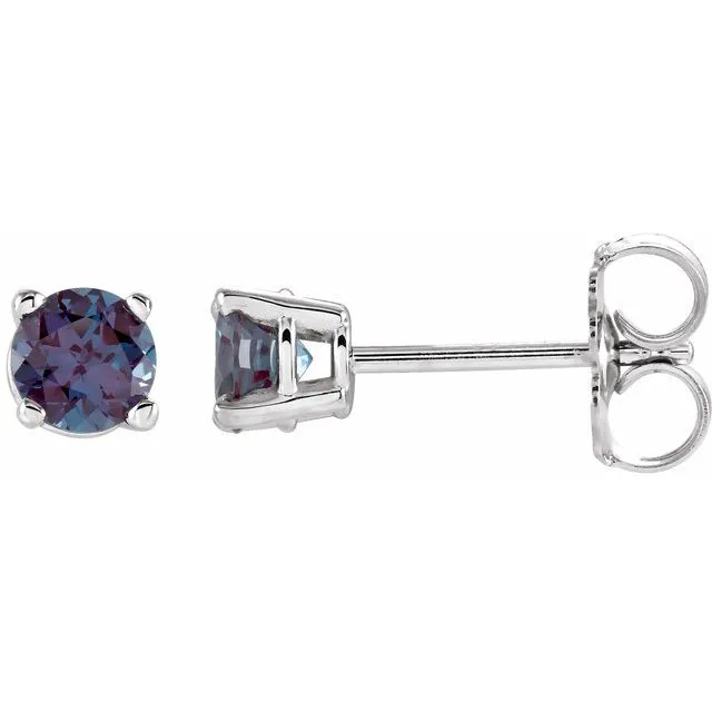 14K White Gold 4 mm LabGrown Alexandrite Stud Earrings with Friction Post TreasureFineJewelers Earrings 14K White Gold 4 mm LabGrown Alexandrite Stud Earrings with Friction Post TreasureFineJewelers Earrings