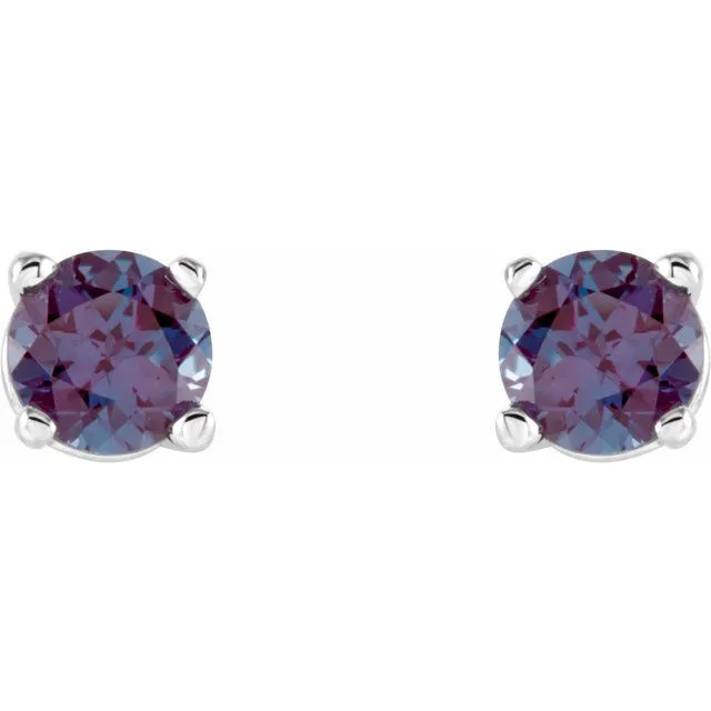 14K White Gold 4 mm LabGrown Alexandrite Stud Earrings with Friction Post TreasureFineJewelers Earrings