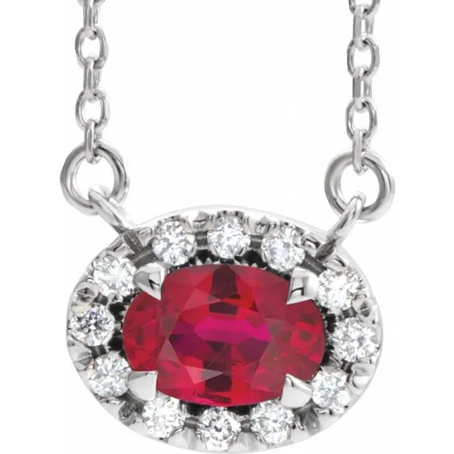 14K White Gold 6x4 mm Natural Ruby 110 CTW Natural Diamond 18 Necklace TreasureFineJewelers Necklaces 14K White Gold 6x4 mm Natural Ruby 110 CTW Natural Diamond 18 Necklace TreasureFineJewelers Necklaces