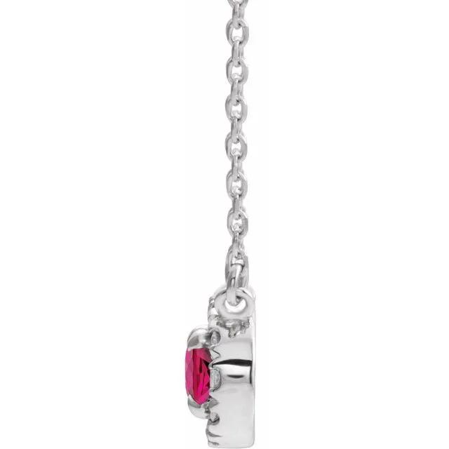 14K White Gold 6x4 mm Natural Ruby 110 CTW Natural Diamond 18 Necklace TreasureFineJewelers Necklaces