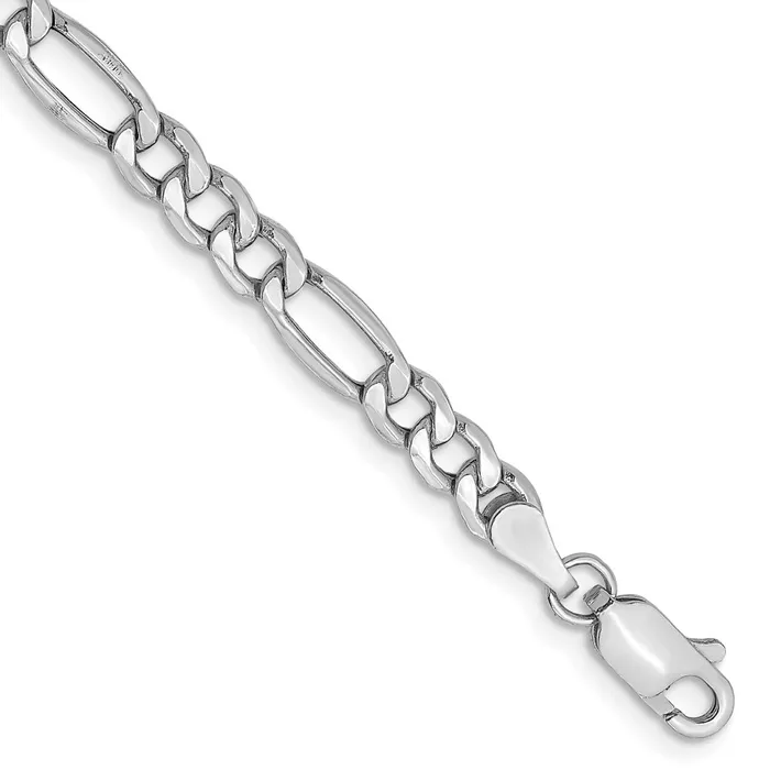 14K White Gold 7 inch 44mm SemiSolid Figaro with Lobster Clasp Bracelet TreasureFineJewelers Bracelets 14K White Gold 7 inch 44mm SemiSolid Figaro with Lobster Clasp Bracelet TreasureFineJewelers Bracelets