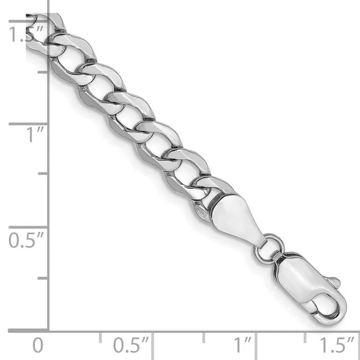 14K White Gold 7 inch 525mm SemiSolid Curb with Lobster Clasp Bracelet TreasureFineJewelers Bracelets