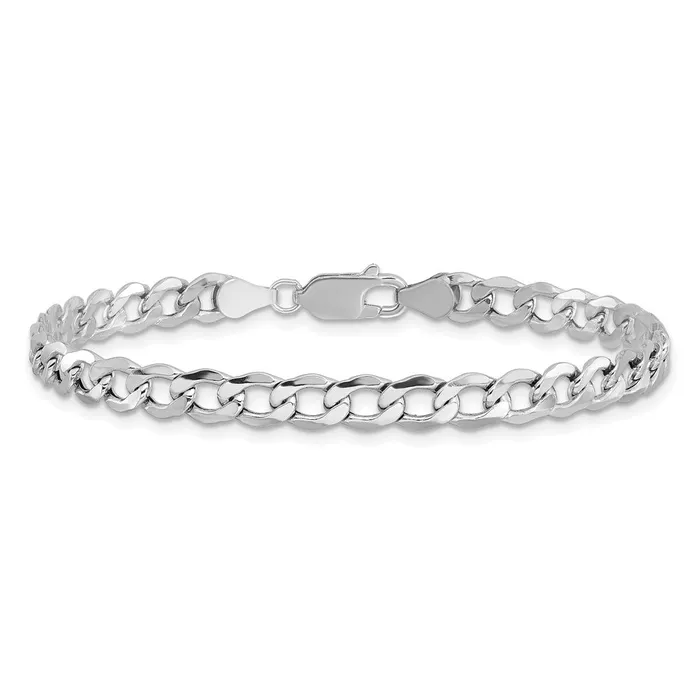 14K White Gold 7 inch 525mm SemiSolid Curb with Lobster Clasp Bracelet TreasureFineJewelers Bracelets