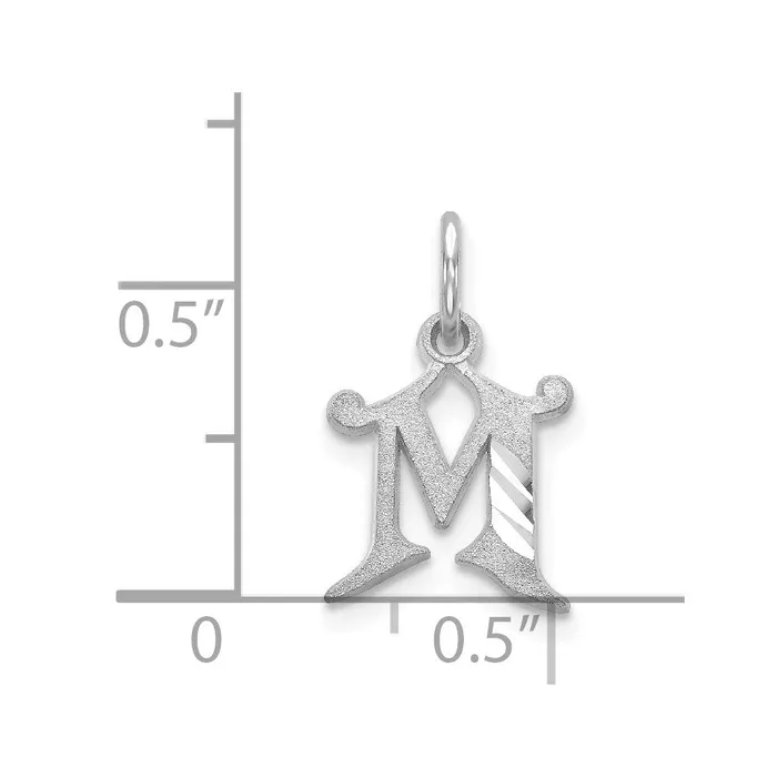14k White Gold Diamondcut Letter M Initial Charm TreasureFineJewelers Charm Necklaces