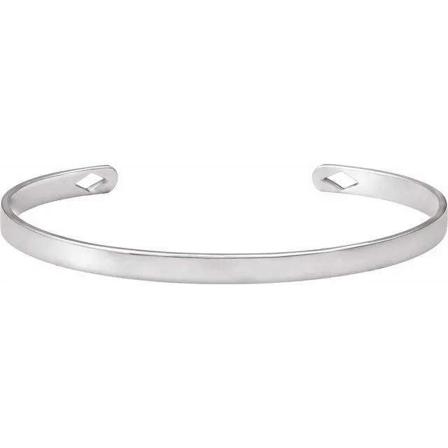 14K White Gold Engravable Cuff 7 Bracelet TreasureFineJewelers Bracelets