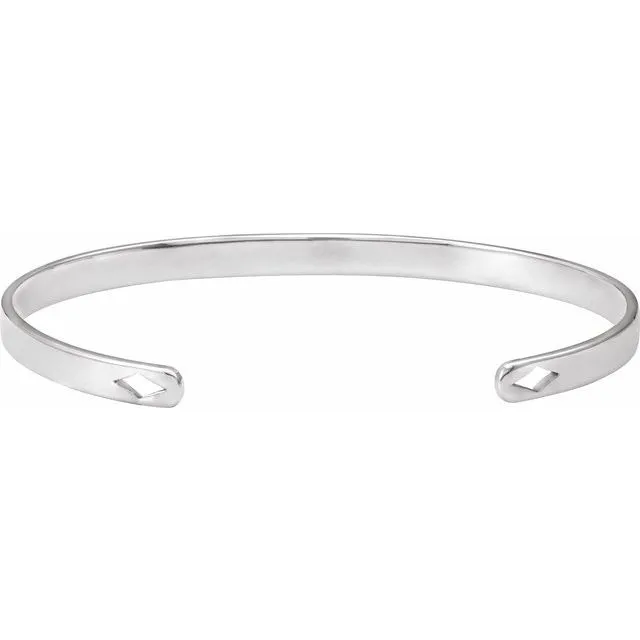 14K White Gold Engravable Cuff 7 Bracelet TreasureFineJewelers Bracelets