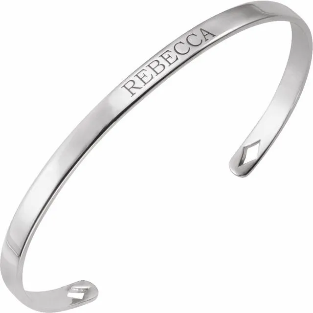 14K White Gold Engravable Cuff 7 Bracelet TreasureFineJewelers Bracelets