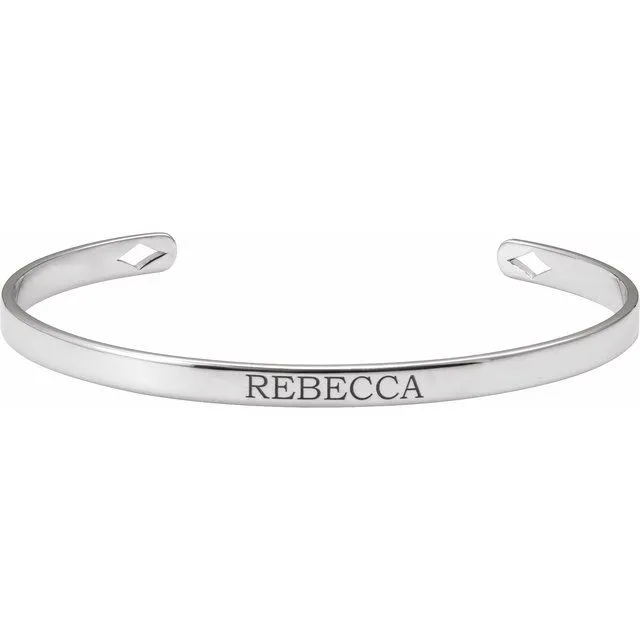 14K White Gold Engravable Cuff 7 Bracelet TreasureFineJewelers Bracelets