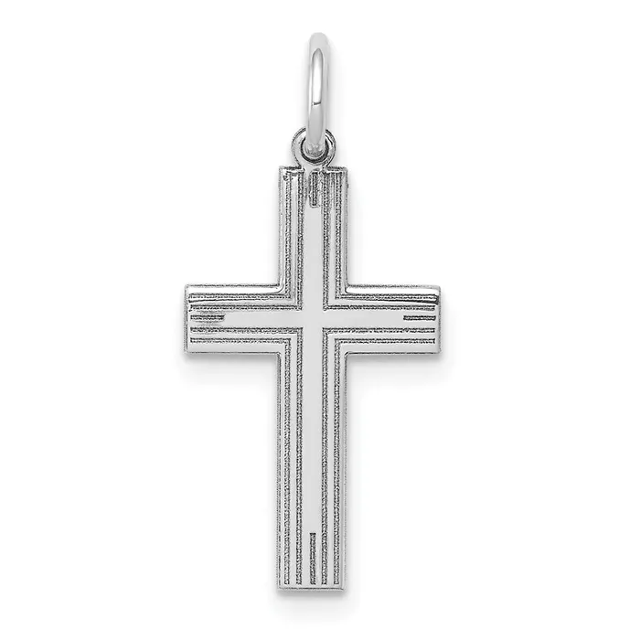 14K White Gold Laser Designed Cross Pendant TreasureFineJewelers Necklaces 14K White Gold Laser Designed Cross Pendant TreasureFineJewelers Necklaces