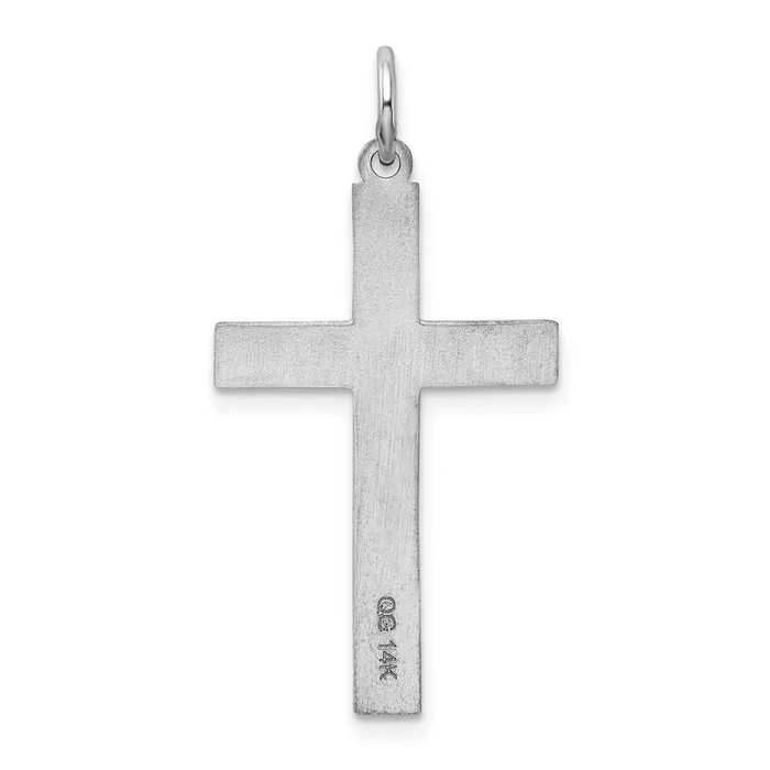 14K White Gold Laser Designed Cross Pendant TreasureFineJewelers Necklaces