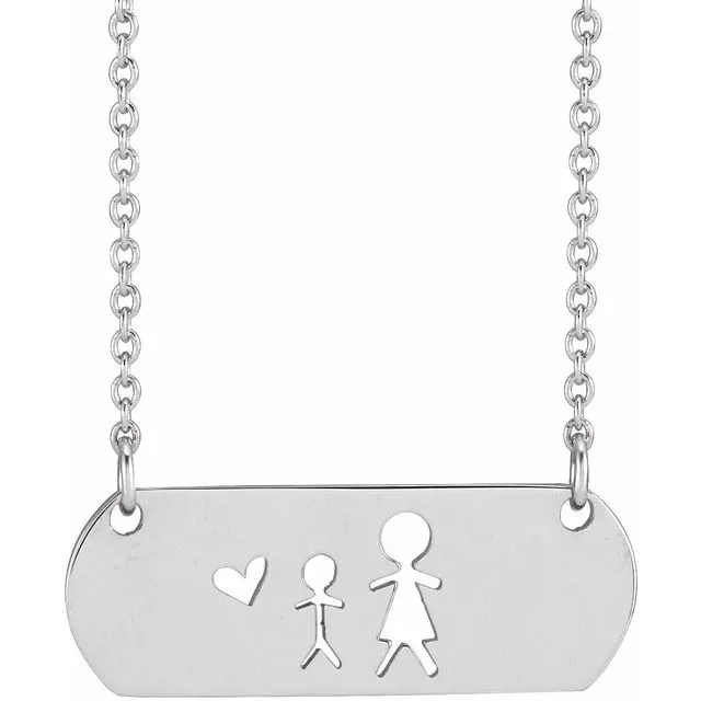 14K White Gold Mother Son Stick Figure Family 18 Necklace TreasureFineJewelers Necklaces 14K White Gold Mother Son Stick Figure Family 18 Necklace TreasureFineJewelers Necklaces