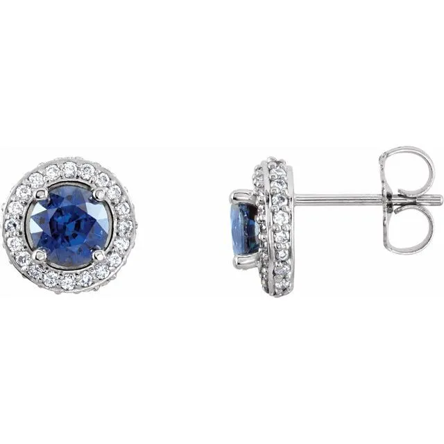 14K White Gold Natural Blue Sapphire 13 CTW Natural Diamond Earrings TreasureFineJewelers Earrings 14K White Gold Natural Blue Sapphire 13 CTW Natural Diamond Earrings TreasureFineJewelers Earrings
