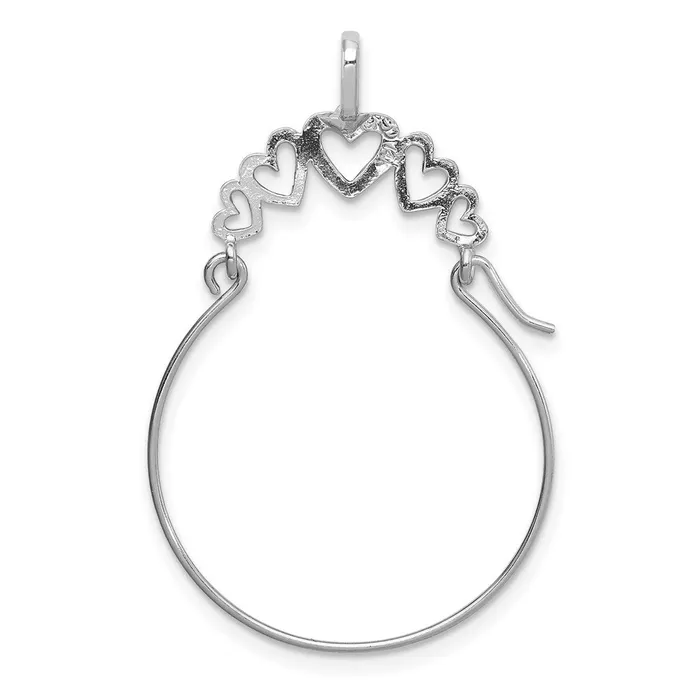14k White Gold Polished 5Heart Charm Holder TreasureFineJewelers Charm Necklaces