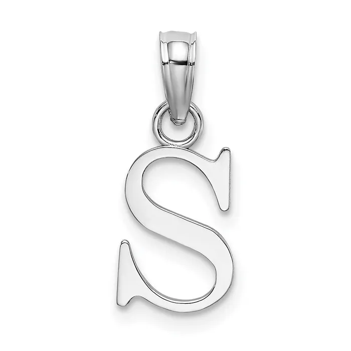 14K White Gold Polished Block Letter S Initial Pendant TreasureFineJewelers Necklaces 14K White Gold Polished Block Letter S Initial Pendant TreasureFineJewelers Necklaces